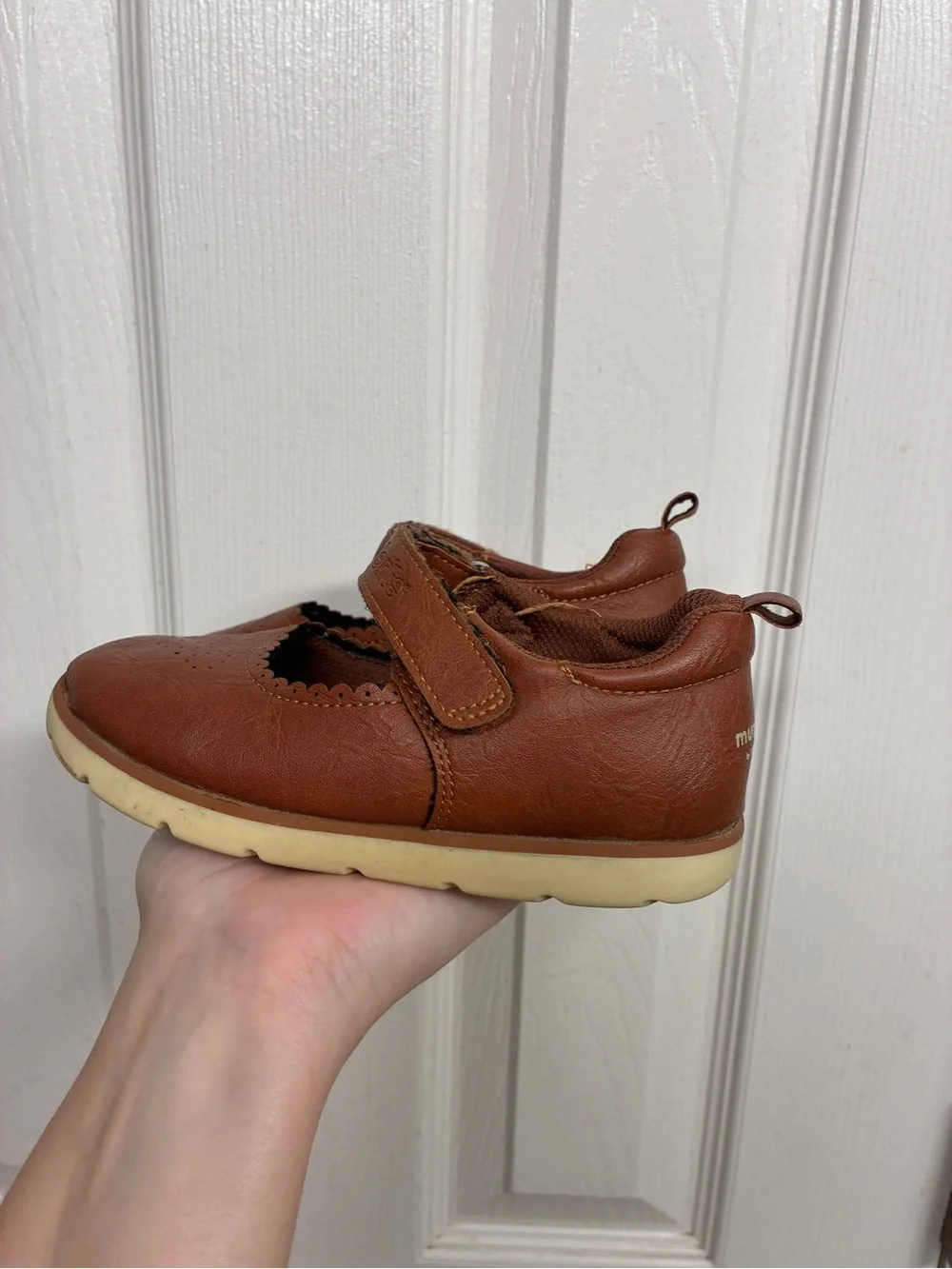 Stride Rite Cognac Brown Mary Jane Shoes with Hook-and-Loop Strap